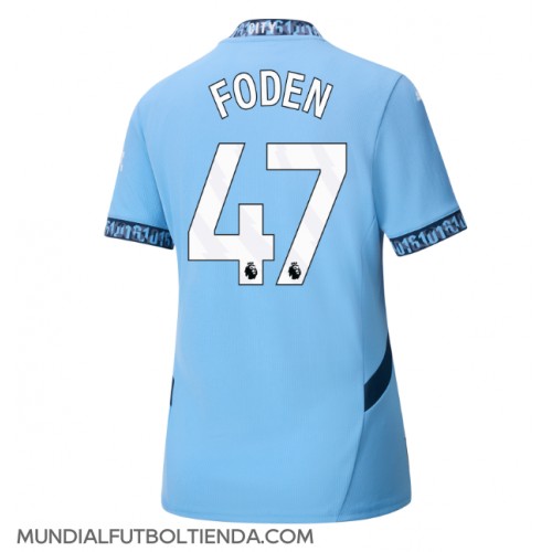 Camiseta Manchester City Phil Foden #47 Primera Equipación Replica 2024-25 para mujer mangas cortas